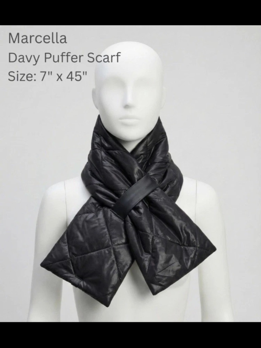 MARELLA Quilted Black Davy Puffer Scarf